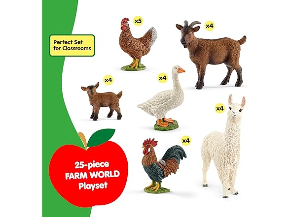 Schleich Farm World - 25 PC Farm Animal Playset