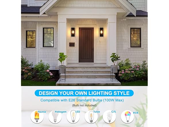 VerRon 2-Pack Outdoor Wall Lanterns