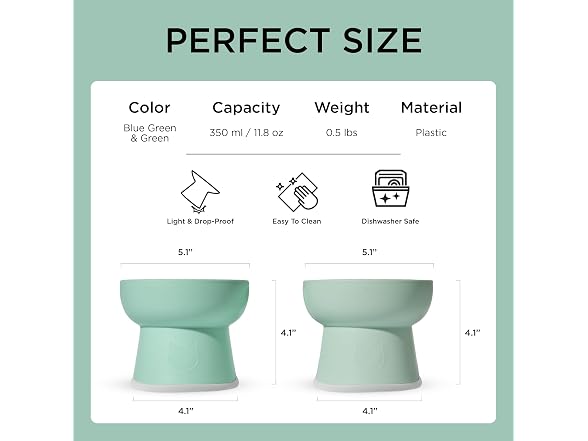 Necoichi 2pcs Elevated Cat Water Bowls