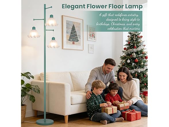 TOBUSA Green Flower Floor Lamp for Living Room