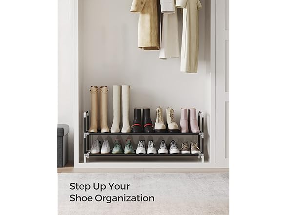 SONGMICS SONGMICS 2-Tier Shoe Rack, Shoe Storage for Ha