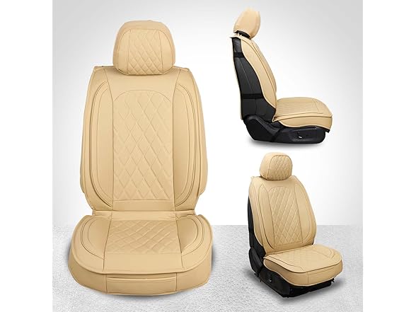 MIROZO Seat Covers Full Set Beige, Leath