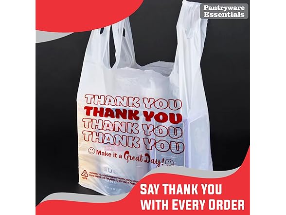 Pantryware Essentials Thank You Plastic Take Out Bag