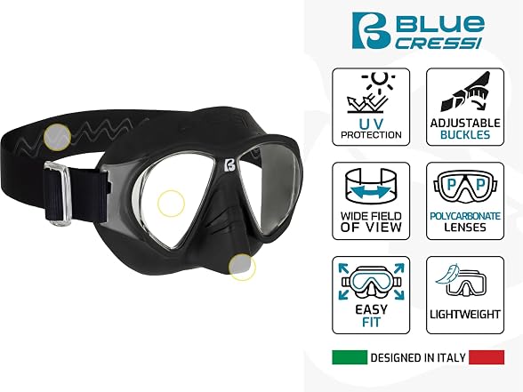 Cressi Force 2-Lens Dive Mask, Black