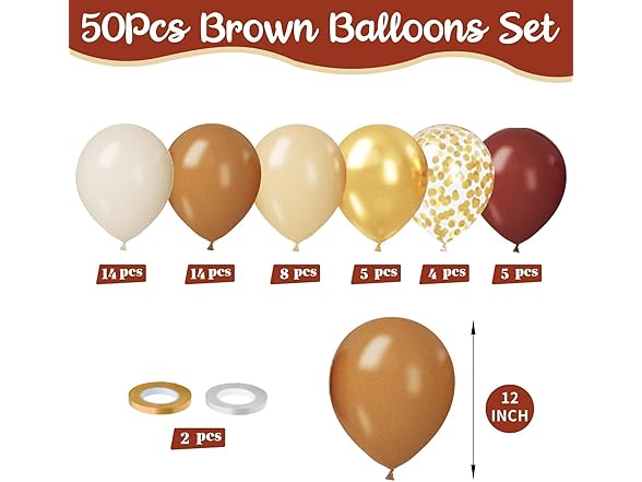 100 Brown and Gold Balloon Set