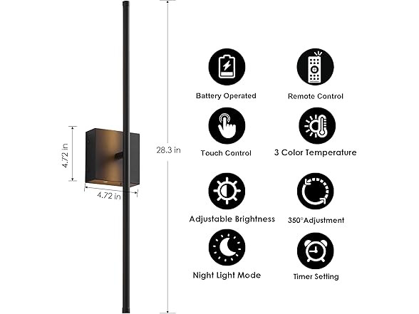 KARTOOSH Rechargeable Wall Sconces