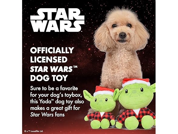 STAR WARS Holiday Yoda Santa Plush Dog Toy