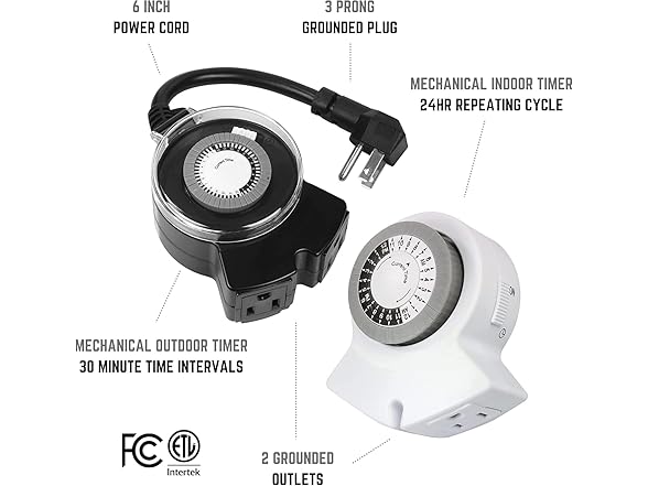 Clear Power 2-Outlet 24 Hour Mechanical Timer