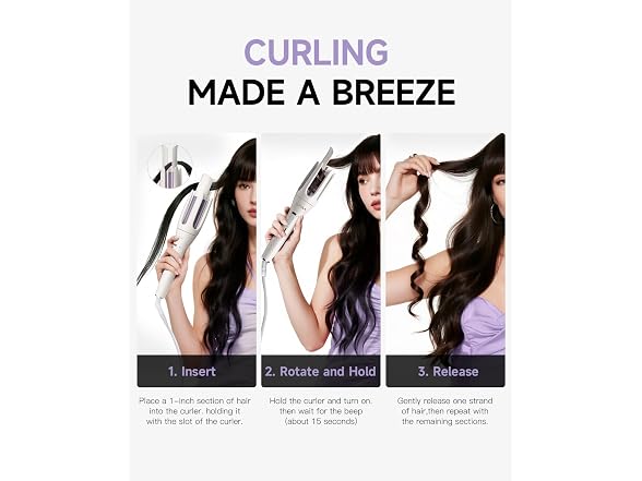 TSUYAGLA White 1"-1.25"-1.5" Barrels Automatic Curling Iron