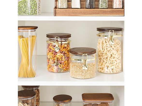 Smart Design Glass & Acacia Canister