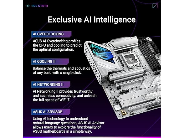ASUS ROG STRIX Z890-A GAMING WIFI Z890 LGA 1851 ATX motherboard, Intel® Core™ Ultra Series 2 Ready, Advanced AI PC-ready, 16+2+1+2 stages, DDR5, WiFi 7, 2.5G, 5x M.2, Thunderbolt™ 4, USB Type-C, AI OC (Open Box)