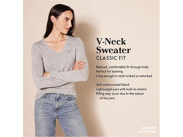 Amazon Essentials Womens Lightweight V Neck Sweater