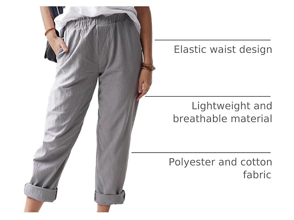 Wrolem Women (S) Straight Pants Elastic Pants