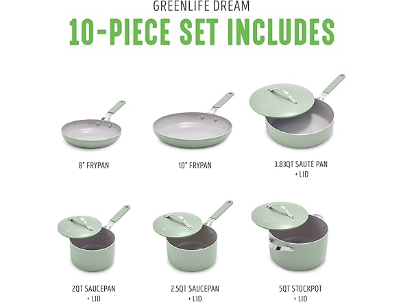 GreenLife 10-Piece Nonstick Ceramic Cookware Set
