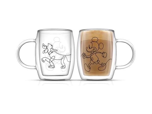 Disney Mickey and Pluto Aroma Glass Mugs