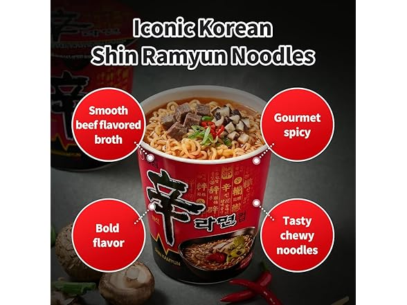 6PK Nongshim Shin Ramyun Cup of Noodles, Spicy