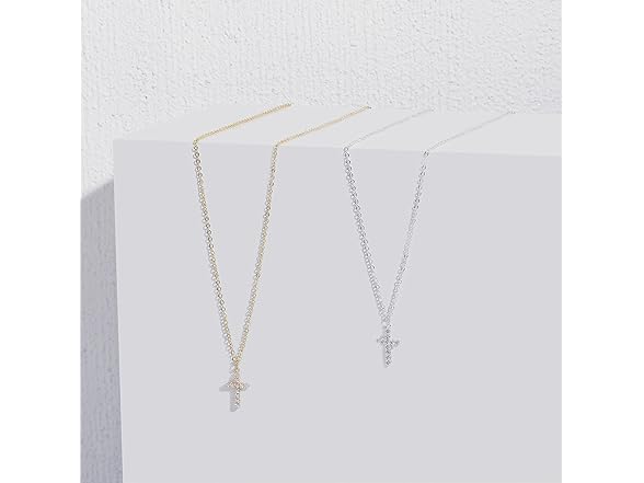 CAROVO Dainty Cross Necklace 18K Gold