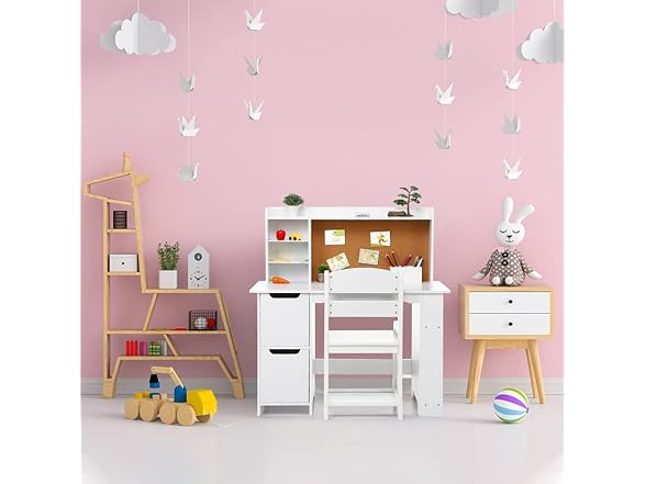 EGFheal White Study Desk and Chair Set