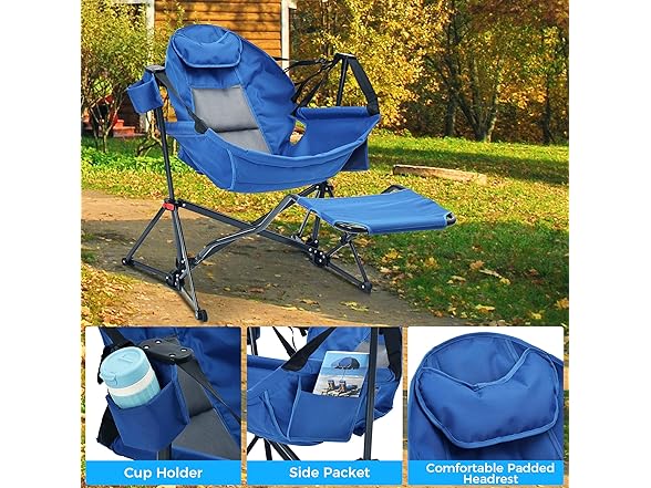 Ainfox Hammock Camping Chair with Footrest, Foldable Portable(Open Box)