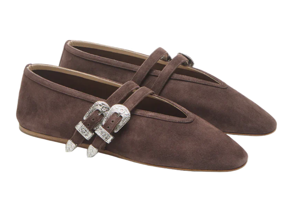 Le Monde Beryl Brown Suede Ballet Flats 41
