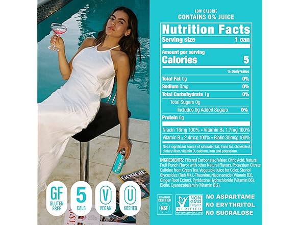 12PK GORGIE Sugar Free Natural Energy Drinks, Paradise Punch