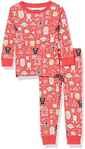 Amazon Essentials Disney | Marvel | Star Wars Toddler Boys' Snug-Fit Cotton Pajama Sleepwear Sets, Star Wars Holiday - Baby and Kids, 3T
