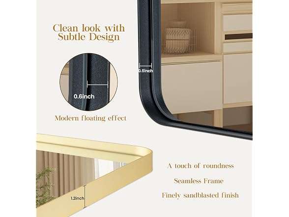 Fun Memories 50x30 Black Bathroom Mirror