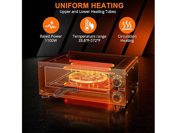 1100W Commercial Countertop Pizza Oven, 12 Inch 