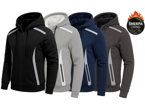 Men's Sherpa Reflective Tech Zip Hoodies