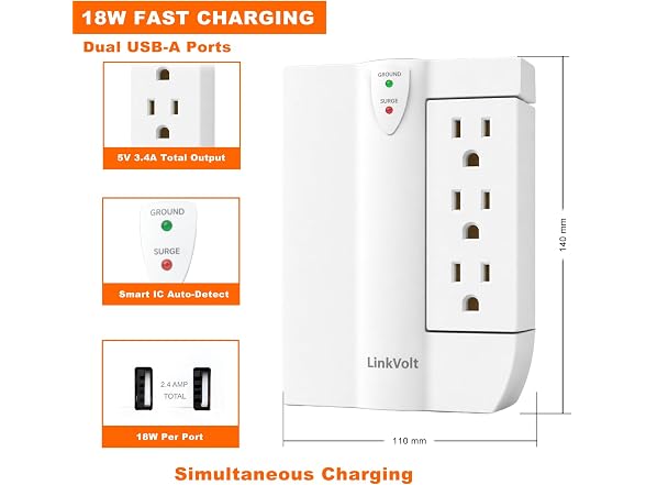 LINKVOLT 6-Outlet Surge Protector