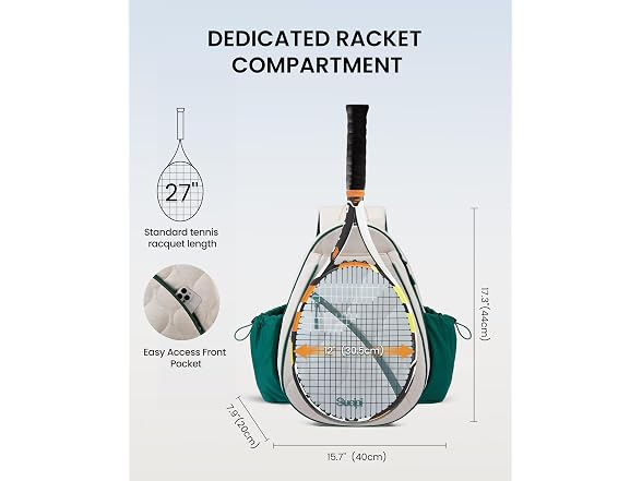 Sucipi Tennis Backpack, Holds 2 Rackets