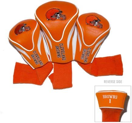 Team Golf NFL Cleveland Browns Contour Golf Club Headcovers (3 Count) Numbered 1, 3, & X, Fits Oversized Drivers, Utility, Rescue & Fairway Clubs, Velour lined for Extra Club Protection