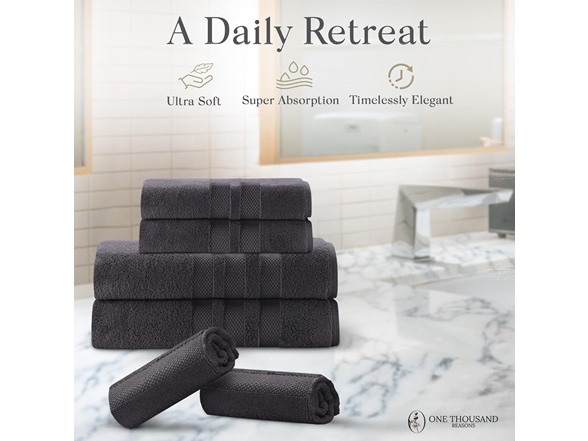 6Pc Luxury Bath Towel Set (3-Stripe)