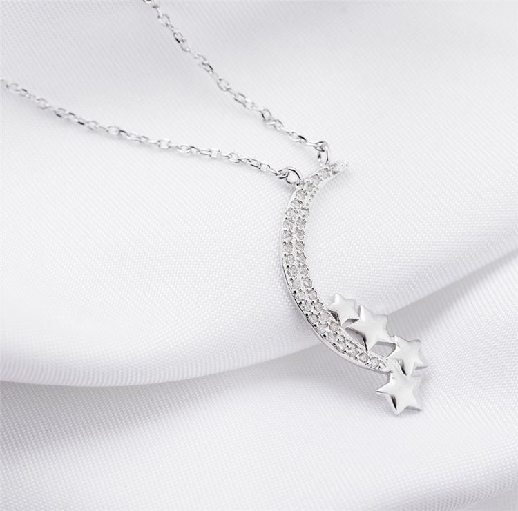 925 Silver Crescent Moon Necklace - Gallery 12