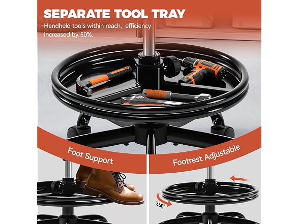 Bestglory Shop Stool with Wheels