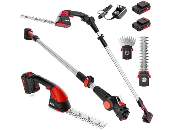 MZK 2-in-1 20V Pole Mini Hedge Trimmer & Grass Shear