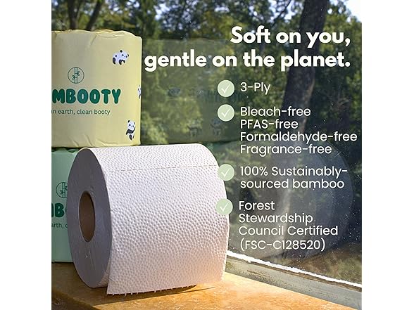 Bamboo Toilet Paper, 24 Mega Rolls