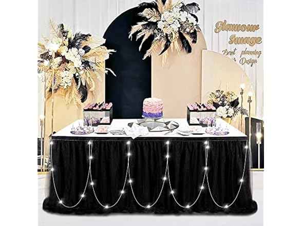 QueenDream Black Tulle Tutu Table Skirts
