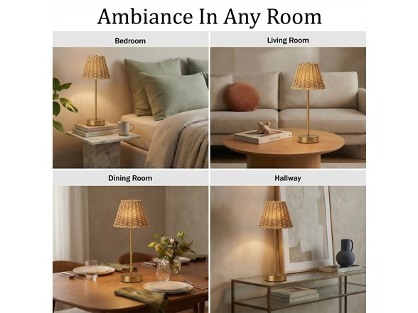 Gold Base Woven Shade Smooth Lamp