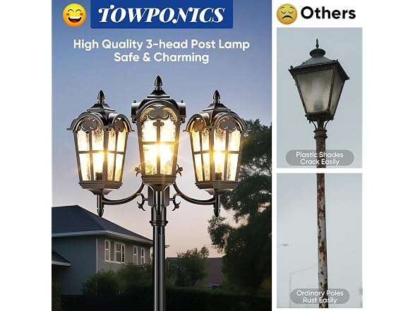 Lamp Posts Outdoor Lighting, Hardwired Outdoor Post Lights, Black