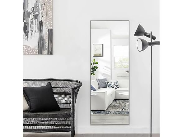 KIAYACI Silver Floor Mirror w/Stand 47"x16"
