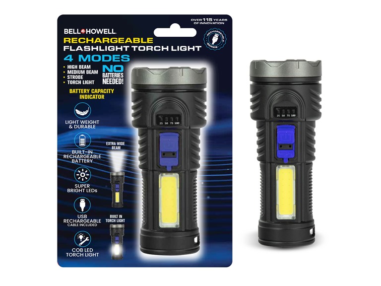Bell+Howell NB-1958 1-Pack Rechargeable Flashlight Torch Light 