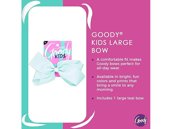 GOODY Kids Large Teal Bow Barrette