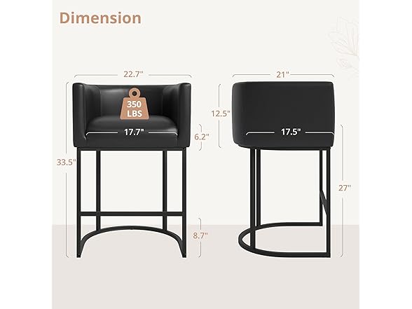 3 Black Counter Height Bar Stools