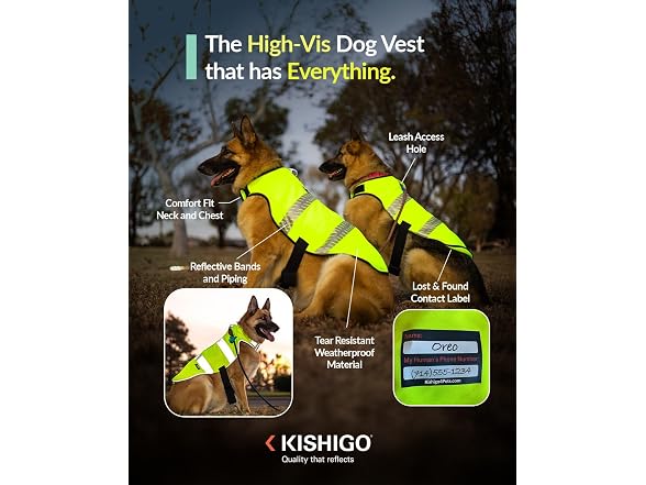 Reflective Dog Safety Vest Lime Medium
