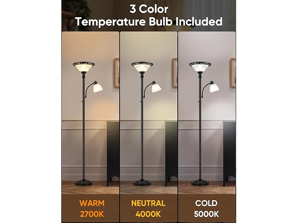 PARTPHONER Torchiere Floor Lamp Metal RIm