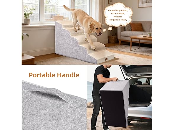 NAPWAYS Dog Stairs for Small Dogs and Cats, 22.6" H, 5-Step