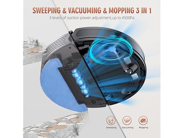 3-in-1 Robot Vacuum and Mop Combo