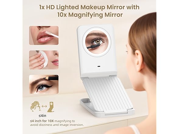 LAMPICK Travel Makeup Mirror with Lights