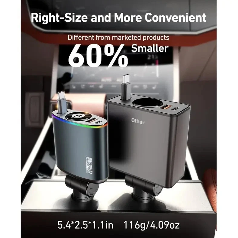 2-PK 3 in 1 Retractable Car Charger - Gallery 11